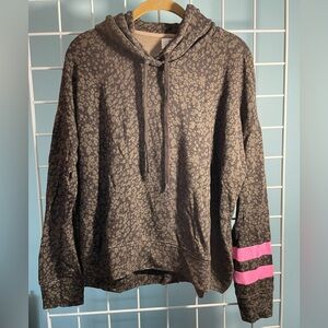 Sundry Women’s Animal Print w/ Stripe Hoodie Size 3 (L) Cozy Loungewear